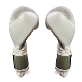 Silver & White Velcro Sparring Gloves- Exclusive