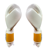 Gold & White Velcro Sparring Gloves- Exclusive
