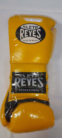 Yellow 16oz lace sparring gloves SECONDS